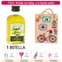 Botellita de Aceite de Oliva Virgen Extra con bolsa “fashion con bici” y tarjeta