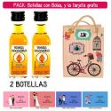 2 Botellitas de Vodka Caramelo con bolsa “fashion con bici” y tarjeta