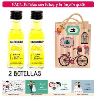 2 Botellitas de Limoncielo con bolsa “fashion con bici” y tarjeta
