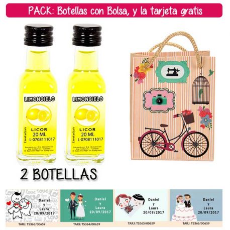 2 Botellitas de Limoncielo con bolsa “fashion con bici” y tarjeta