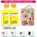 2 Botellitas Petaca de Limoncielo con bolsa “fashion con bici” y tarjeta