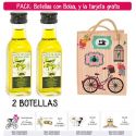2 Botellitas de Aceite de Oliva Virgen Extra con bolsa “fashion con bici” y tarjeta