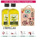 2 Botellitas de Aceite de Oliva Virgen Extra con bolsa “fashion con bici” y tarjeta
