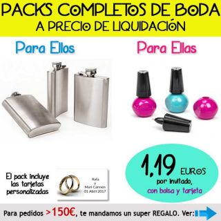 Pack “Super-Ahorro” de regalos Bodas en Outlet, con bolsas y tarjetas