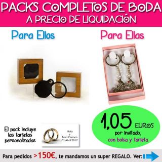 Pack “Super-Ahorro” de regalos Bodas en Outlet, con bolsas y tarjetas