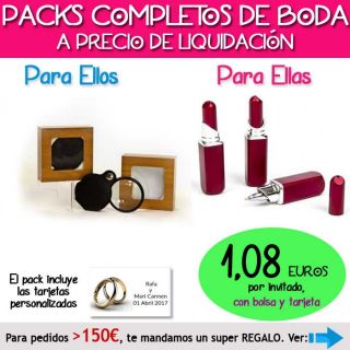 Pack “Super-Ahorro” de regalos Bodas en Outlet, con bolsas y tarjetas