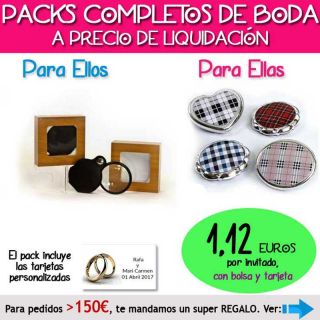 Pack “Super-Ahorro” de regalos Bodas en Outlet, con bolsas y tarjetas