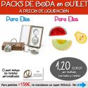 Pack “Super-Ahorro” de regalos Bodas en Outlet, con bolsas y tarjetas