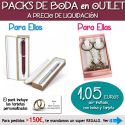 Pack “Super-Ahorro” de regalos Bodas en Outlet, con bolsas y tarjetas