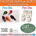 Pack “Super-Ahorro” de regalos Bodas en Outlet, con bolsas y tarjetas