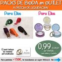 Pack “Super-Ahorro” de regalos Bodas en Outlet, con bolsas y tarjetas