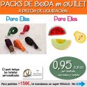 Pack “Super-Ahorro” de regalos Bodas en Outlet, con bolsas y tarjetas