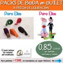 Pack “Super-Ahorro” de regalos Bodas en Outlet, con bolsas y tarjetas