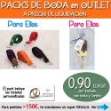 Pack “Super-Ahorro” de regalos Bodas en Outlet, con bolsas y tarjetas
