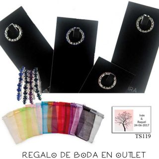 Pack de anillo elástico de metal con cristal de roca, bolsa y tarjeta