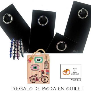 Pack de anillo elástico de metal con cristal de roca, bolsa y tarjeta