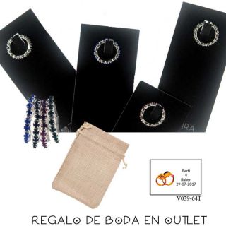 Pack de anillo elástico de metal con cristal de roca, bolsa y tarjeta