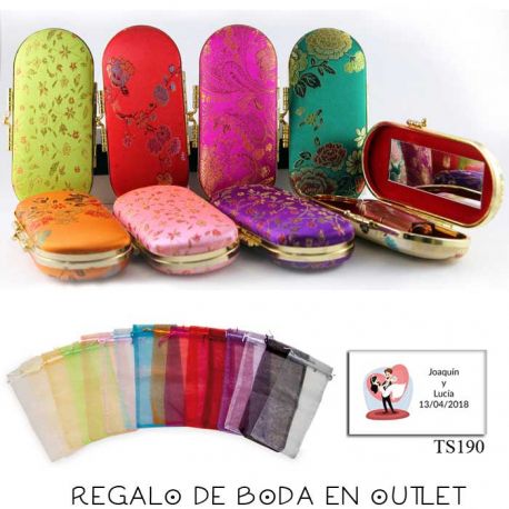 Pack de estuche con espejo para mujer con bolsa y tarjeta
