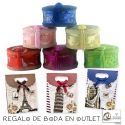 Pack de cajita tipo joyero forrada de raso, bolsa y tarjeta