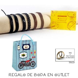 Pack de pulseras artesanas de piel de Ubrique, con bolsa y tarjeta