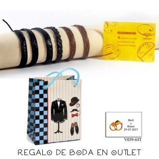 Pack de pulseras artesanas de piel de Ubrique, con bolsa y tarjeta