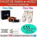 Pack “Super-Ahorro” de regalos Bodas en Outlet, con bolsas y tarjetas