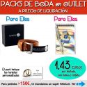 Pack “Super-Ahorro” de regalos Bodas en Outlet, con bolsas y tarjetas