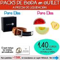 Pack “Super-Ahorro” de regalos Bodas en Outlet, con bolsas y tarjetas