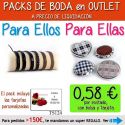 Pack “Super-Ahorro” de regalos Bodas en Outlet, con bolsas y tarjetas