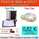 Pack “Super-Ahorro” de regalos Bodas en Outlet, con bolsas y tarjetas