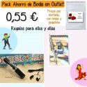 Pack “Super-Ahorro” de regalos Bodas en Outlet, con bolsas y tarjetas