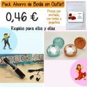 Pack “Super-Ahorro” de regalos Bodas en Outlet, con bolsas y tarjetas