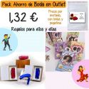 Pack “Super-Ahorro” de regalos Bodas en Outlet, con bolsas y tarjetas