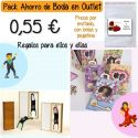 Pack “Super-Ahorro” de regalos Bodas en Outlet, con bolsas y tarjetas