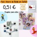 Pack “Super-Ahorro” de regalos Bodas en Outlet, con bolsas y tarjetas