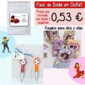 Pack “Super-Ahorro” de regalos Bodas en Outlet, con bolsas y tarjetas
