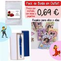Pack “Super-Ahorro” de regalos Bodas en Outlet, con bolsas y tarjetas