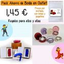 Pack “Super-Ahorro” de regalos Bodas en Outlet, con bolsas y tarjetas