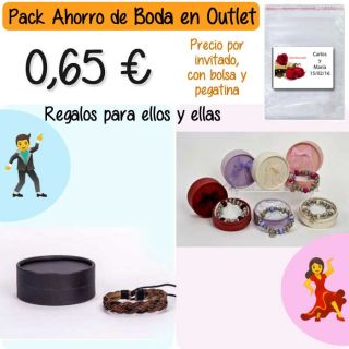 Pack “Super-Ahorro” de regalos Bodas en Outlet, con bolsas y tarjetas
