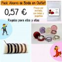 Pack “Super-Ahorro” de regalos Bodas en Outlet, con bolsas y tarjetas