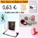 Pack “Super-Ahorro” de regalos Bodas en Outlet, con bolsas y tarjetas