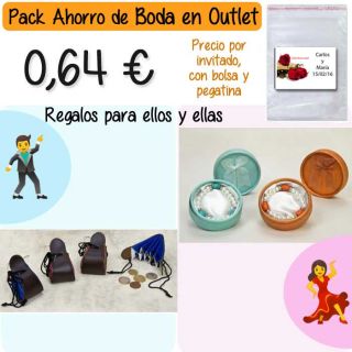 Pack “Super-Ahorro” de regalos Bodas en Outlet, con bolsas y tarjetas