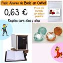 Pack “Super-Ahorro” de regalos Bodas en Outlet, con bolsas y tarjetas