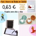 Pack “Super-Ahorro” de regalos Bodas en Outlet, con bolsas y tarjetas