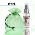 Gel hidroalcohólico 100ml con pegatina de boda y bolsa de organza